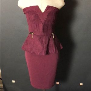 Wine, velvet textured midi dress